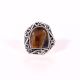 Handcrafted Oxidized Plated Ring with Oval Tiger Eye Gemstone for Women